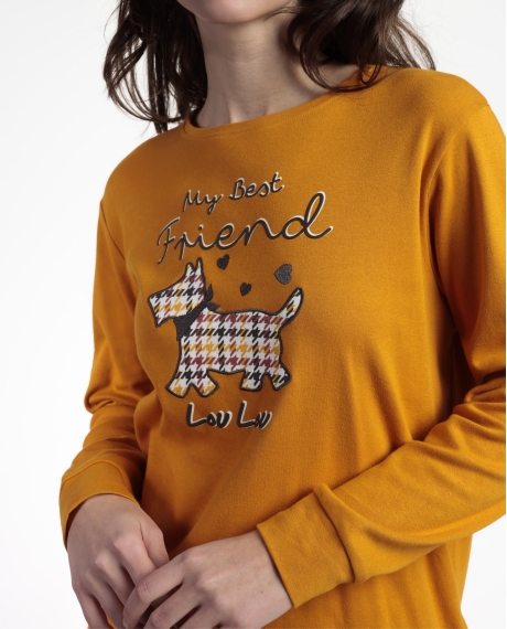 ADMAS Pijama Manga Larga Lou Lou Returns para Mujer MOSTAZA 2