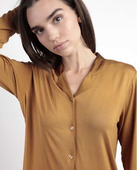 ADMAS LUXURY Pijama Manga Larga Abierto Luxury Lisos para Mujer COBRE 2
