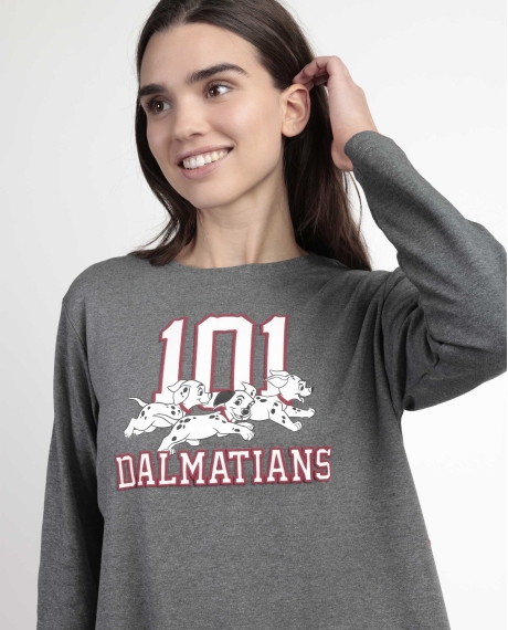 DISNEY Pijama Manga Larga Dalmatians Varsity para Mujer GRIS JASPE 2