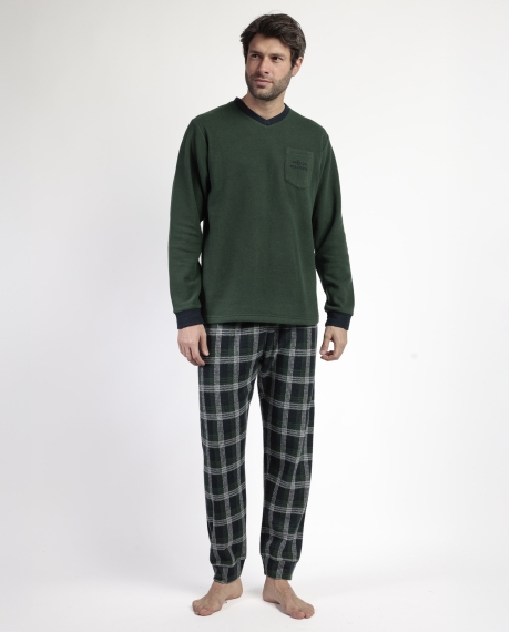 ADMAS MAGNIFIC Pijama Manga Larga Pico Smeraldo para Hombre VERDE
