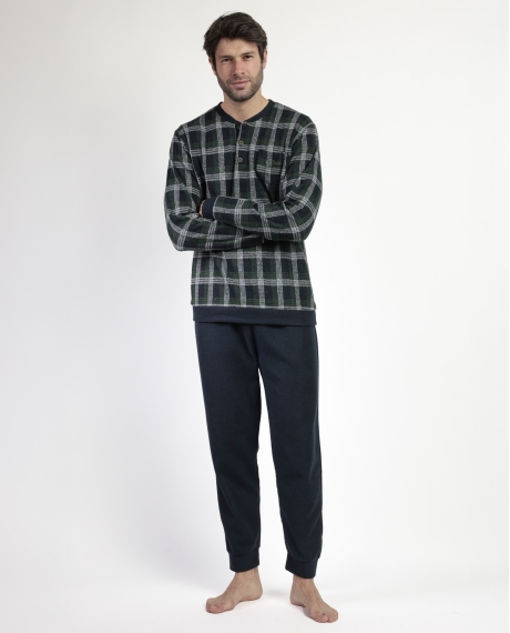 ADMAS MAGNIFIC Pijama Manga Larga Tapeta Smeraldo para Hombre MARINO
