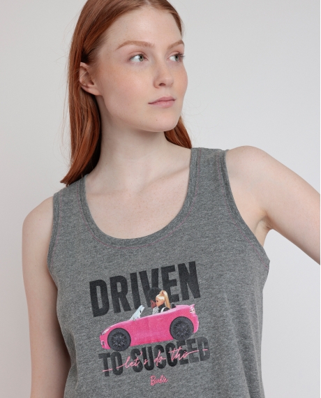 BARBIE Pijama Sin Mangas Driven To Succeed para Mujer GRIS JASPE 2