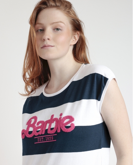 BARBIE Pijama Manga Caída Barbie Stripes para Mujer MARINO 2