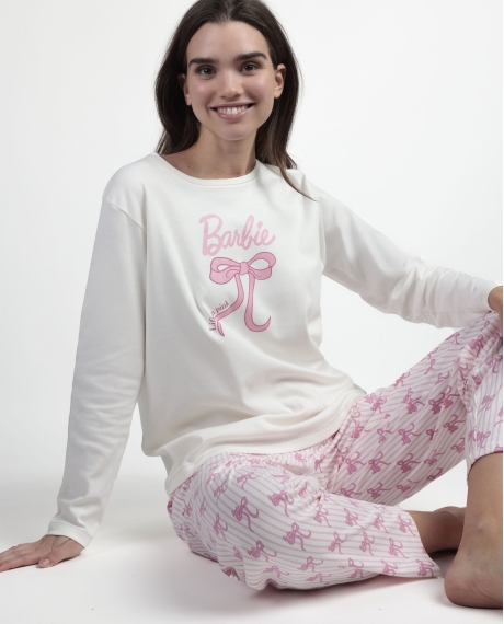BARBIE Pijama Manga Larga Coquette Barbie para Mujer CRUDO 2
