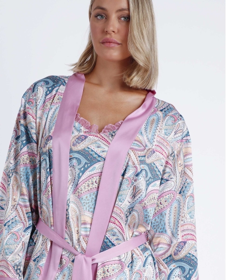 ADMAS GARDEN Bata Manga Larga Summer Cachemire para Mujer AZUL 2