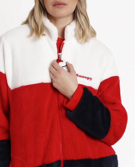 PEANUTS Bata Manga Larga Calentita Cold Snoopy para Mujer ROJO 2