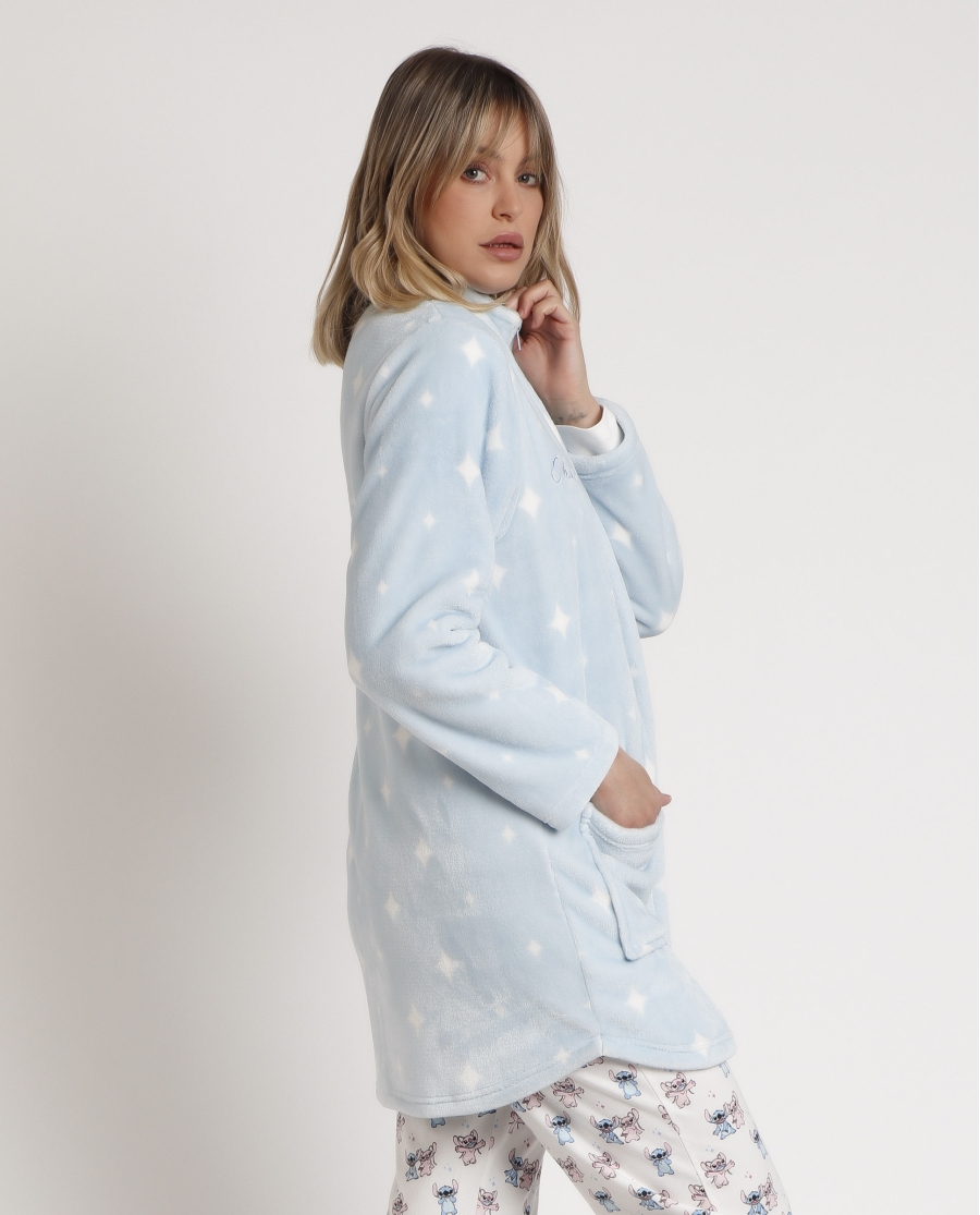 DISNEY Bata Manga Larga Calentita Ohana para Mujer AZUL DISNEY Bata Manga Larga Calentita Ohana para Mujer AZUL