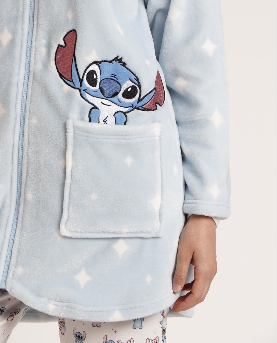 DISNEY Bata Manga Larga Calentita Ohana para Mujer AZUL DISNEY Bata Manga Larga Calentita Ohana para Mujer AZUL