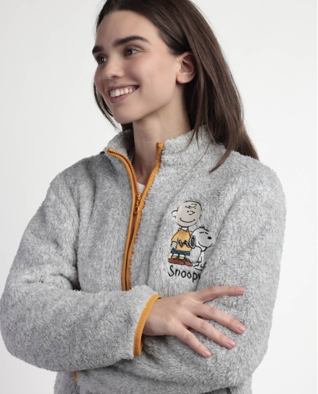 PEANUTS Bata Manga Larga Calentita Snoopy&Friends para Mujer GRIS JASPE 2