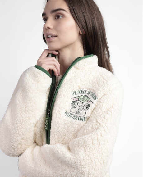 STAR WARS MANDALORIAN Bata Manga Larga Calentita Grogu Cute para Mujer CRUDO 2
