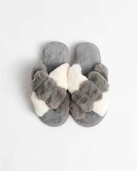 ADMAS Zapatillas De Estar Por Casa Cruzada Bicolor para Mujer GRIS