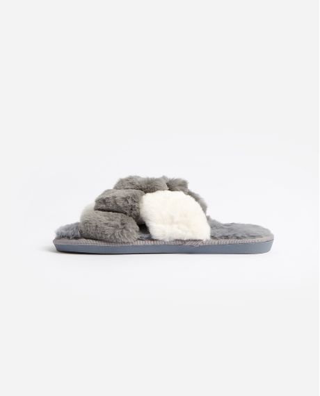 ADMAS Zapatillas De Estar Por Casa Cruzada Bicolor para Mujer GRIS 2