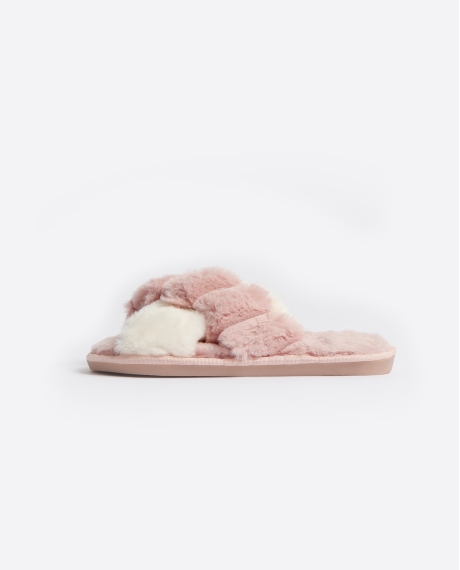 ADMAS Zapatillas De Estar Por Casa Cruzada Bicolor para Mujer ROSA 2