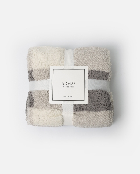 ADMAS Manta Doble Cara Sherpa Cuadros GRIS
