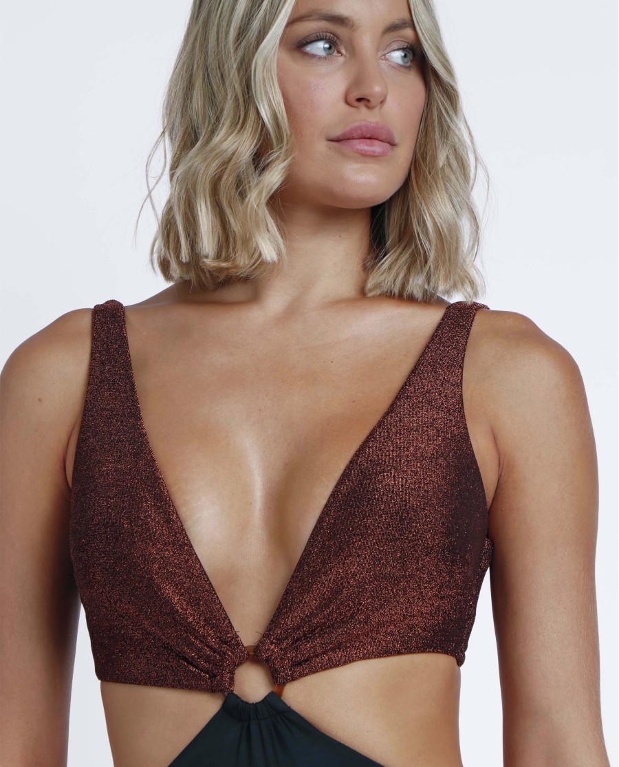 ADMAS Trikini Asimétrico Night Summer para Mujer COBRE