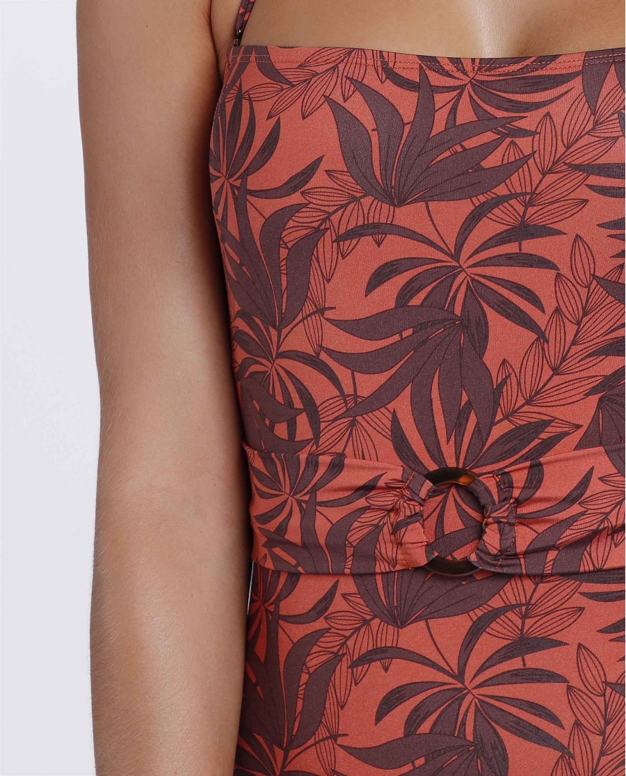ADMAS Bañador Bandeau Sunset Palm para Mujer COBRE