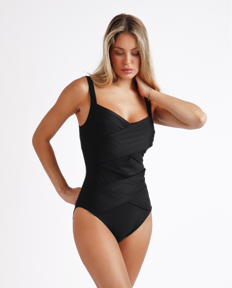 ADMAS Bañador Reductor Franjas Curvy para Mujer NEGRO