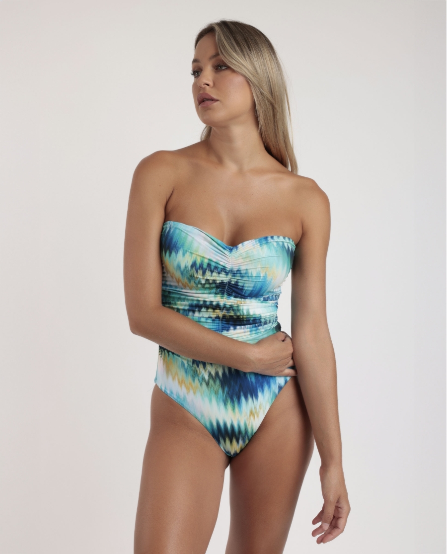 ADMAS Bañador Bandeau Sea Shore para Mujer AZUL