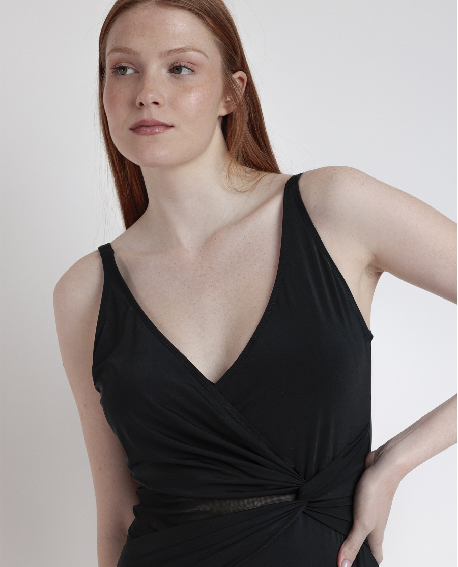 ADMAS Bañador Reductor Drapeado Night para Mujer NEGRO