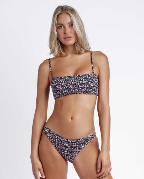 ADMAS Bikini Bandeau Punto Smock Liberty Night para Mujer NEGRO