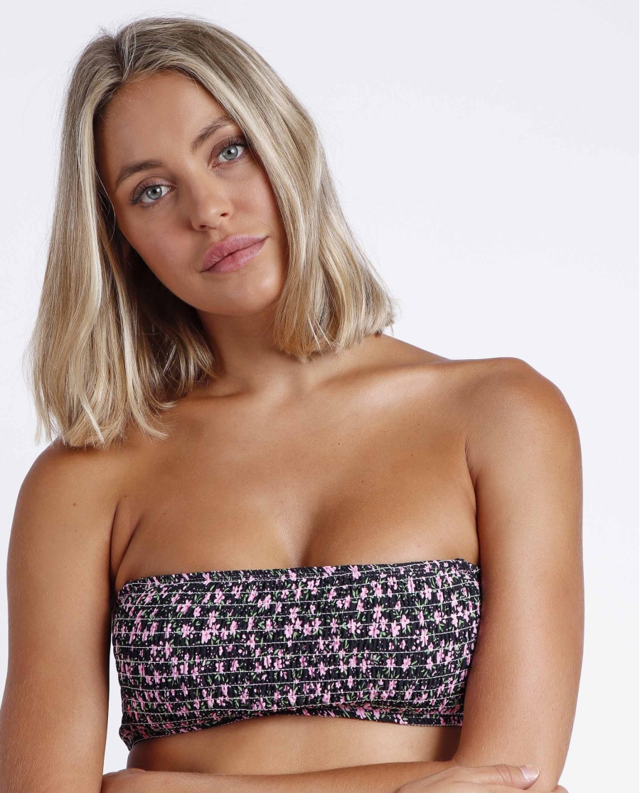 ADMAS Bikini Bandeau Punto Smock Liberty Night para Mujer NEGRO