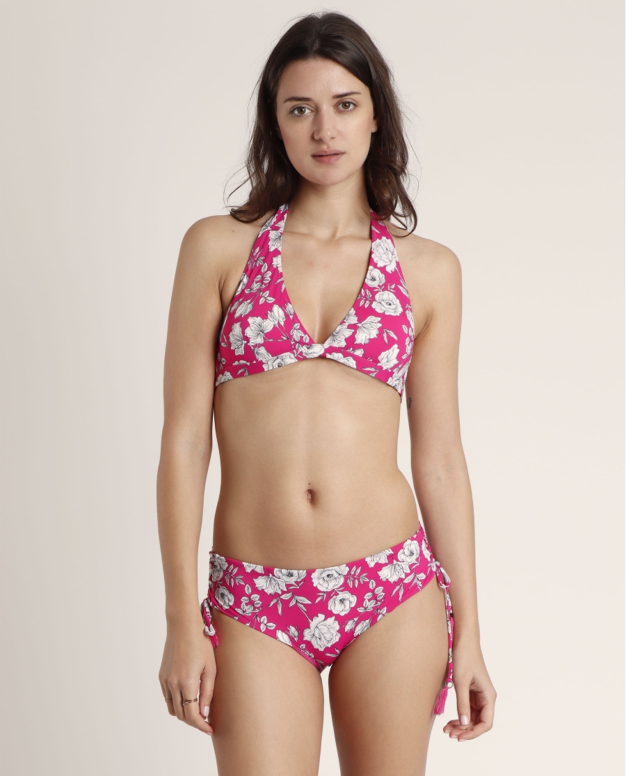 ADMAS Bikini Halter Beach Flowers para Mujer FUCSIA