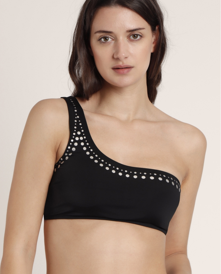 ADMAS Bikini Asimétrico Metallic Stones para Mujer NEGRO