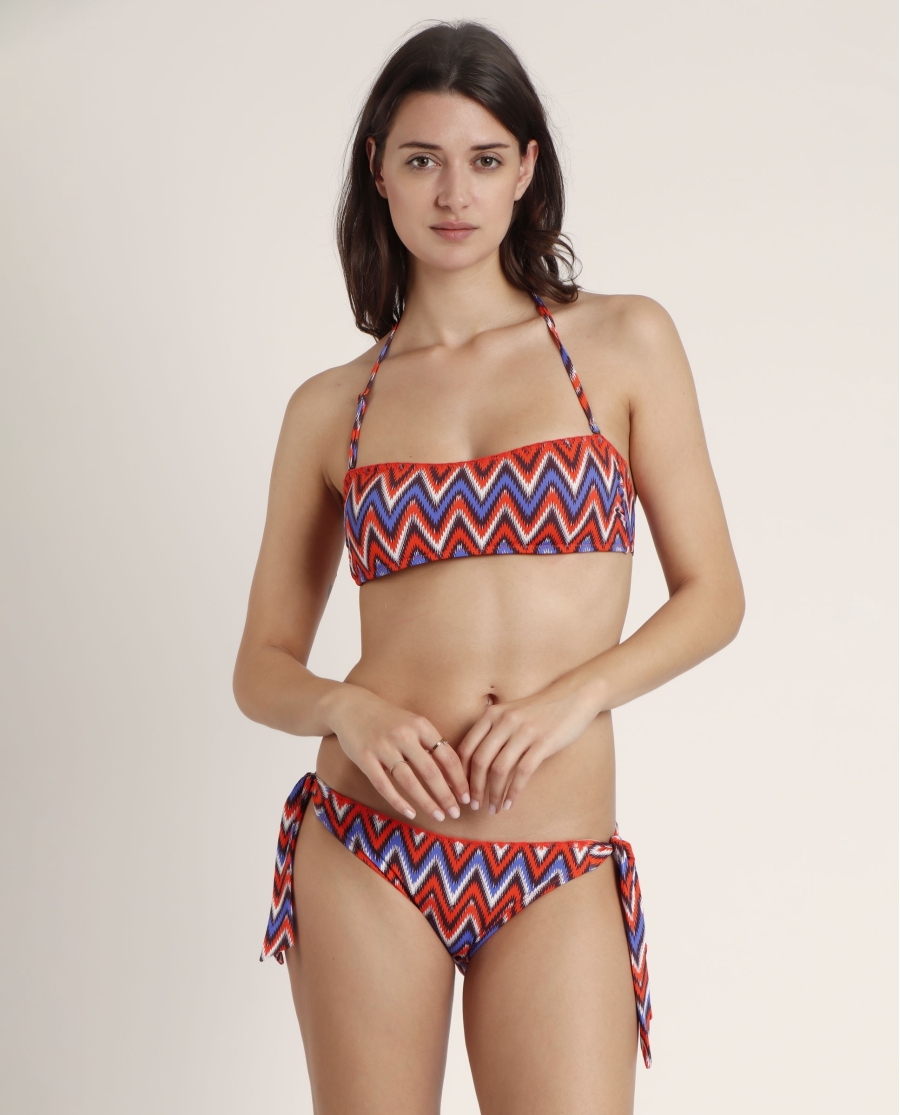 ADMAS Bikini Bandeau Ethnic Waves para Mujer NARANJA