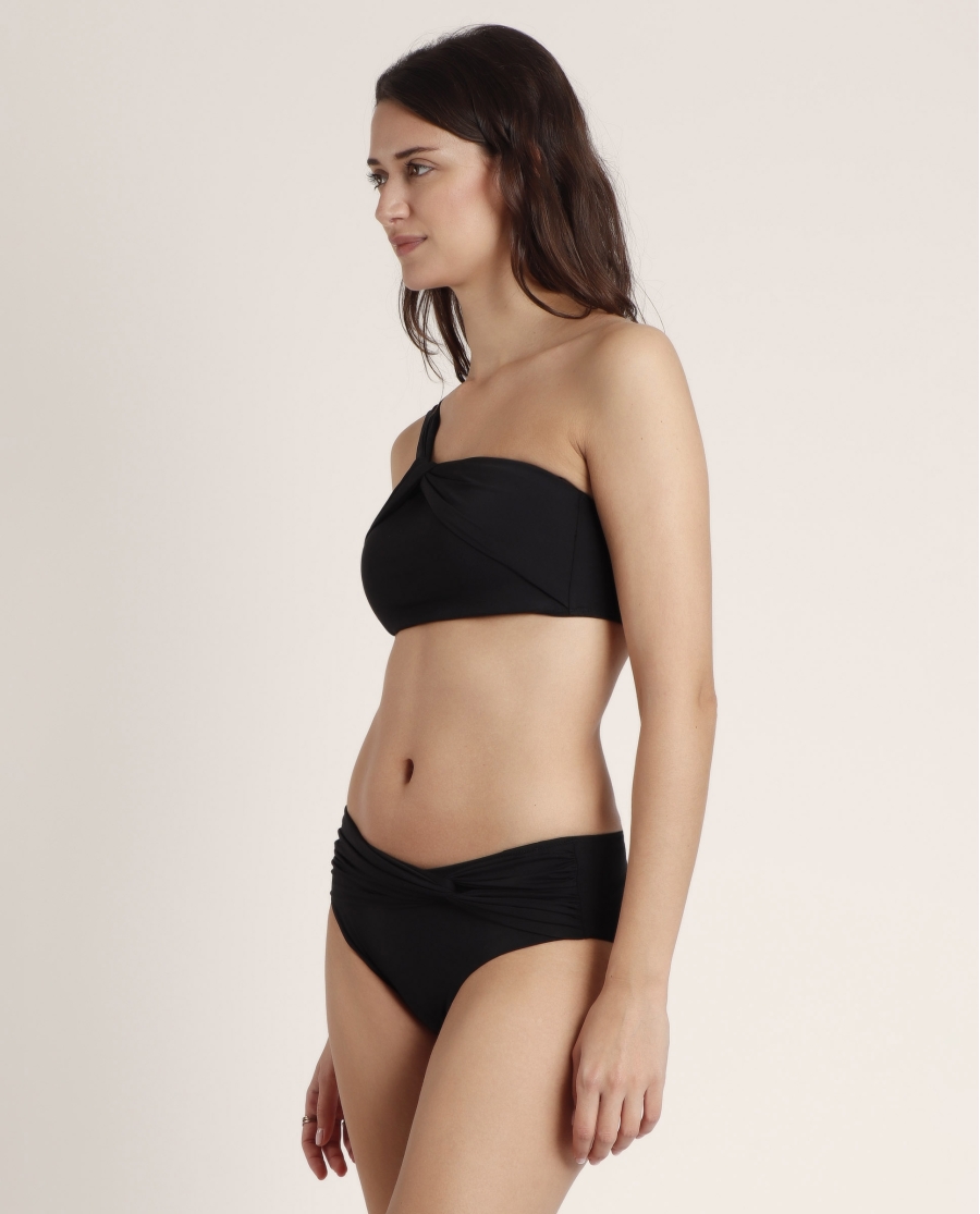 ADMAS Bikini Asimétrico Drapeado Cruise para Mujer NEGRO
