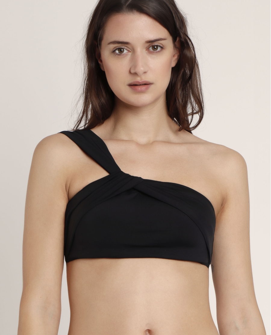 ADMAS Bikini Asimétrico Drapeado Cruise para Mujer NEGRO