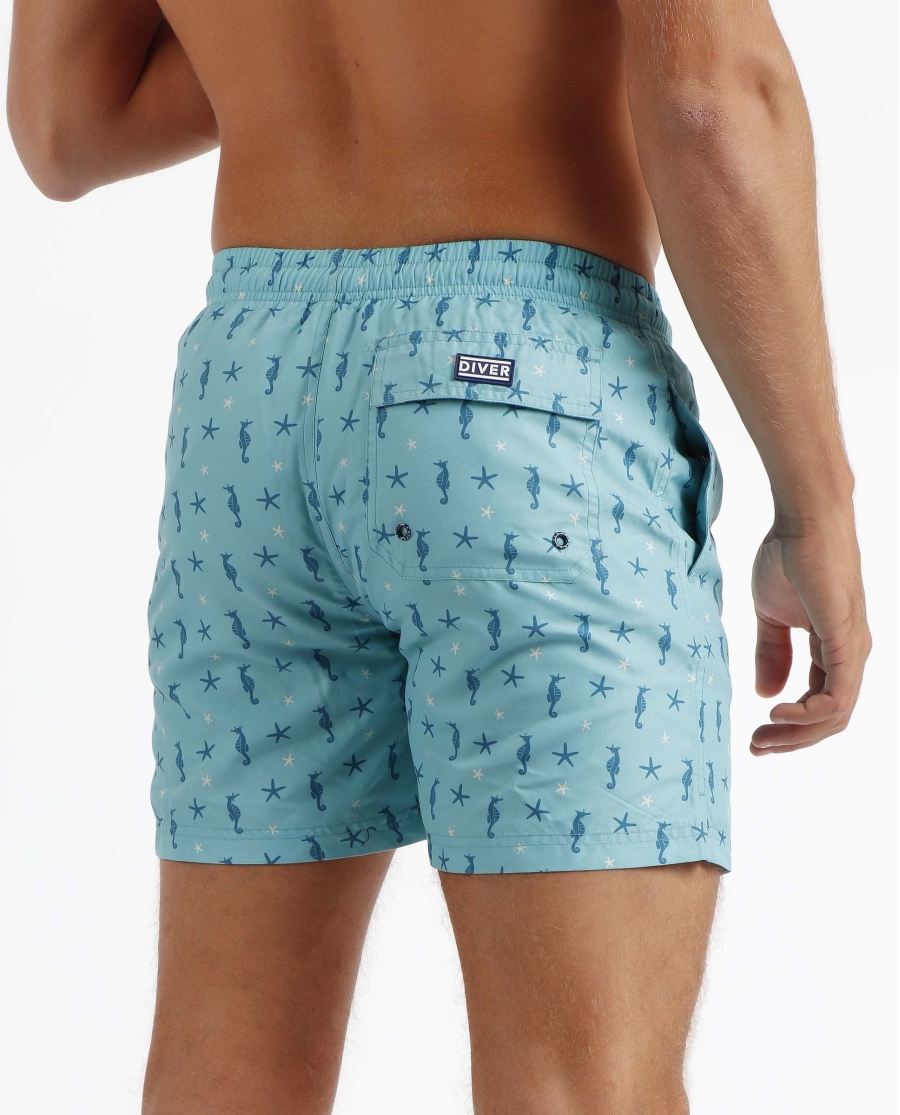 DIVER Bañador Seahorses para Hombre AZUL