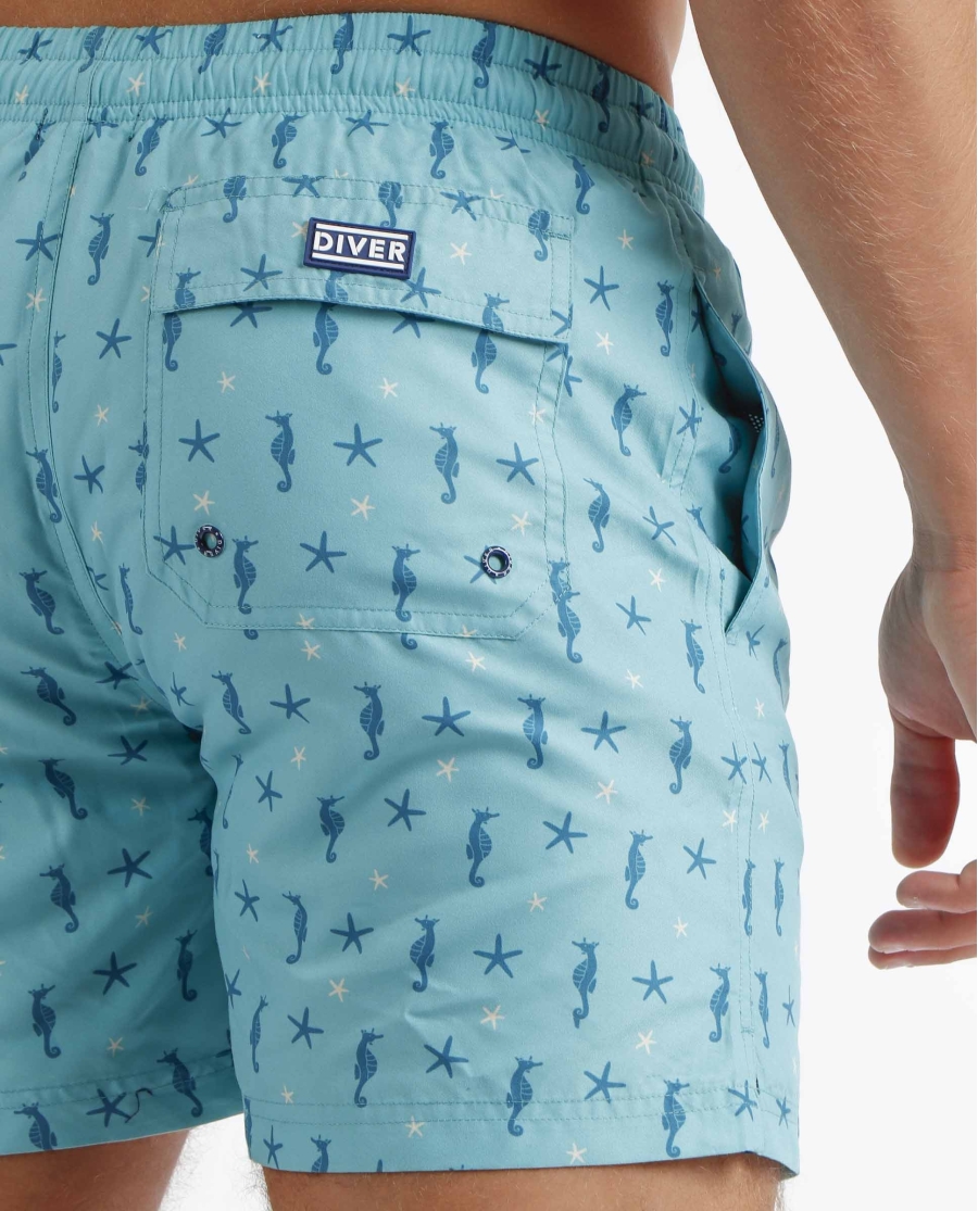 DIVER Bañador Seahorses para Hombre AZUL