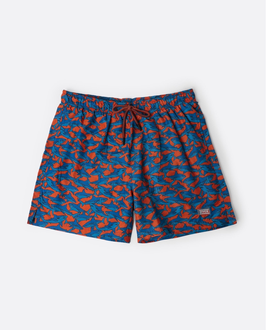 DIVER Bañador Sharks para Hombre NARANJA