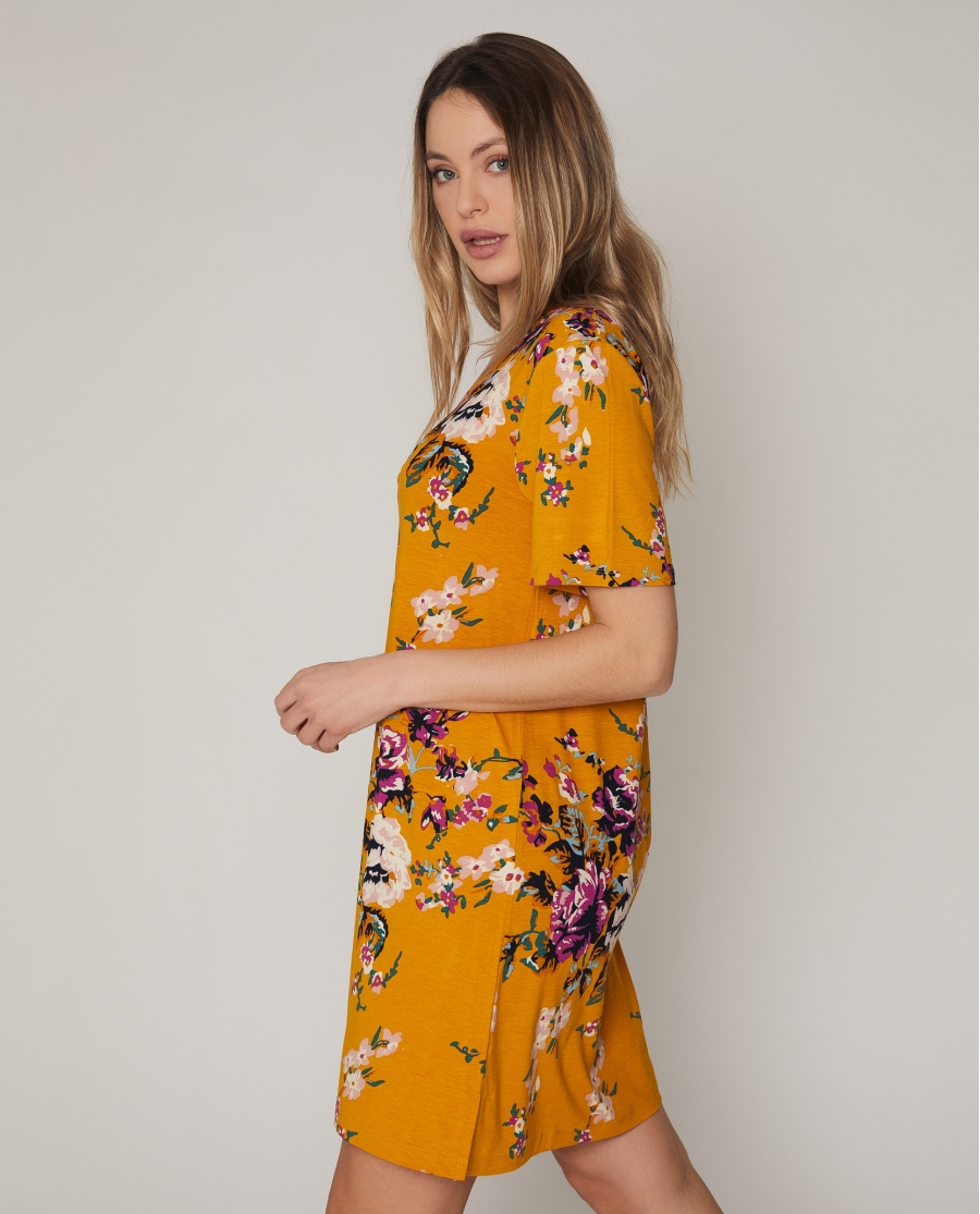 ADMAS Vestido Sun Flowers para Mujer MOSTAZA