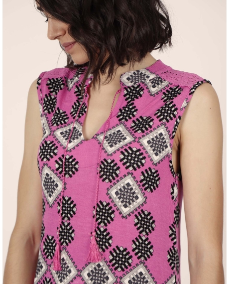 ADMAS Vestido Sin Mangas Art Deco para Mujer FUCSIA 2