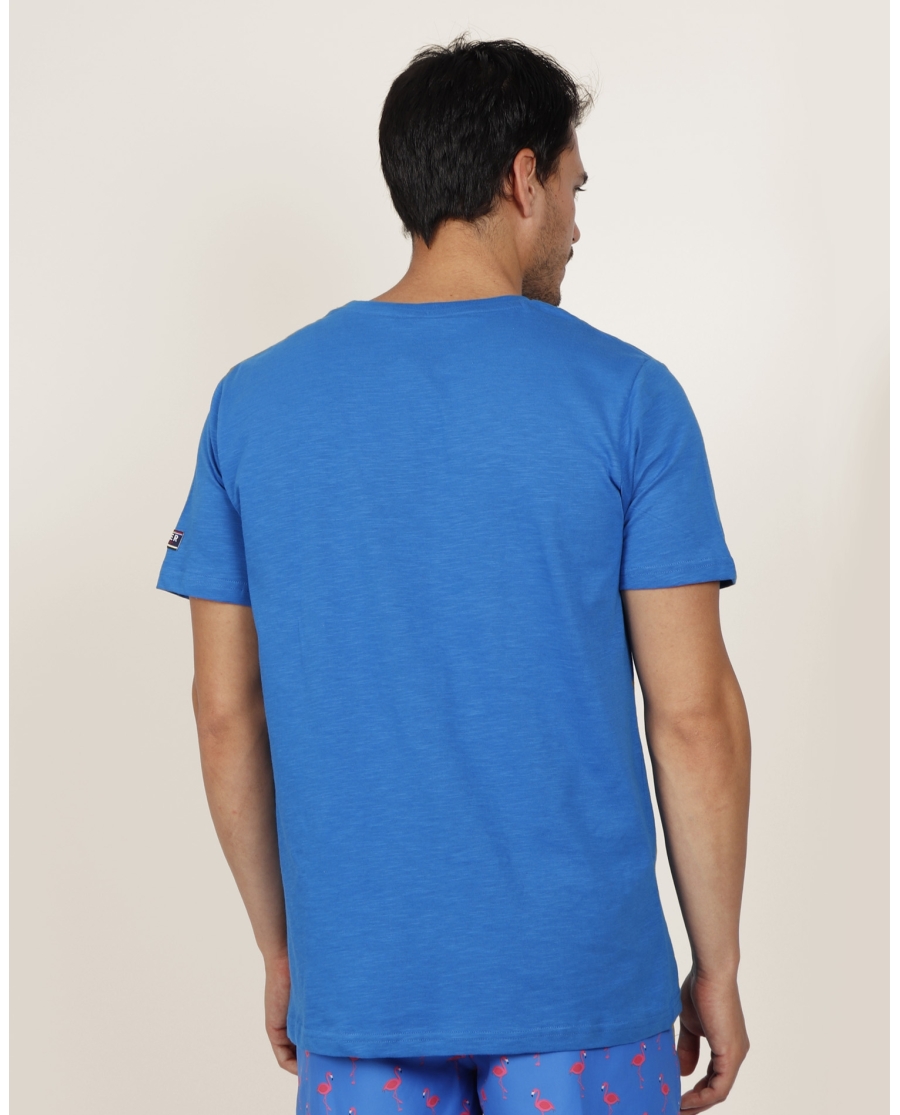 DIVER Camiseta Playa Flamingo para Hombre AZUL DIVER Camiseta Playa Flamingo para Hombre AZUL