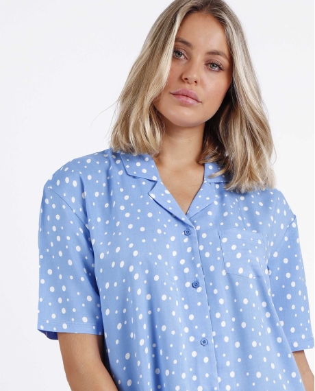 ADMAS Vestido Manga Corta Dots para Mujer AZUL 2