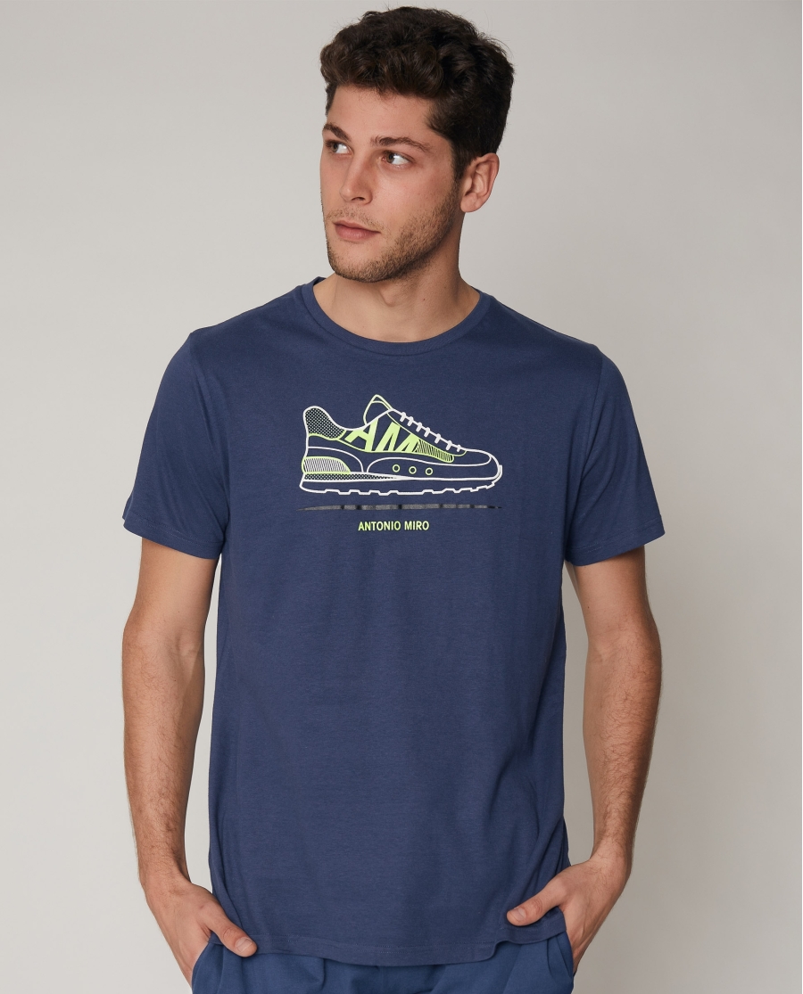 ANTONIO MIRO Camiseta Leaves para Hombre MARINO ANTONIO MIRO Camiseta Leaves para Hombre MARINO