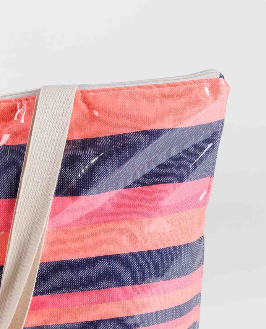 Set Pareo + Bolso Playa Rayas para Mujer FUCSIA