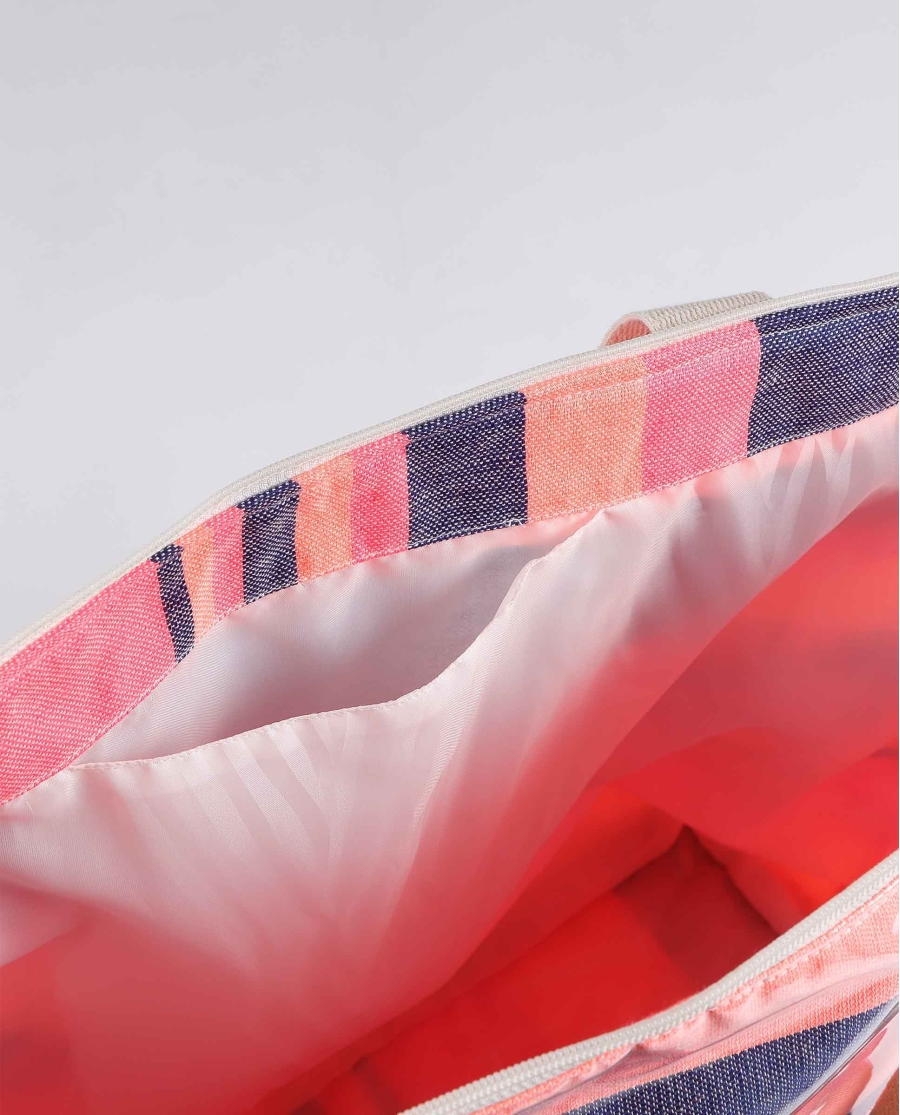 Set Pareo + Bolso Playa Rayas para Mujer FUCSIA