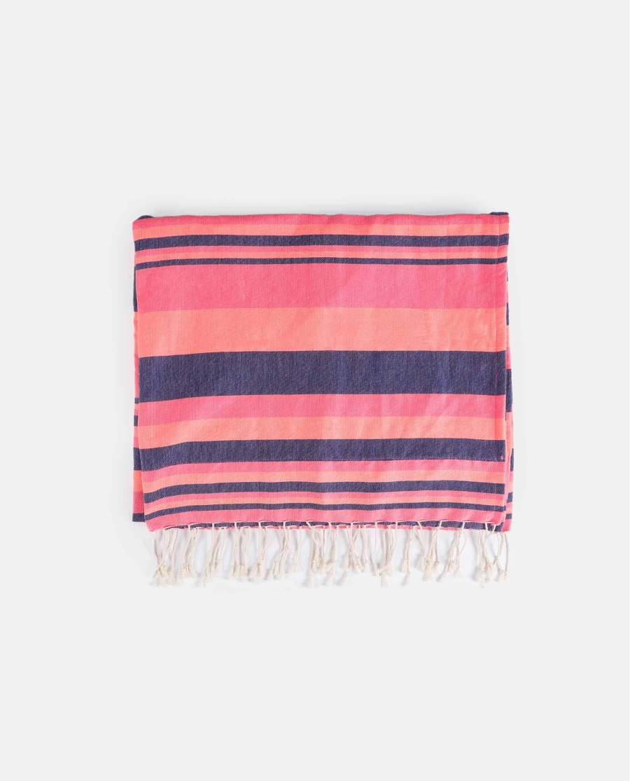 Set Pareo + Bolso Playa Rayas para Mujer FUCSIA