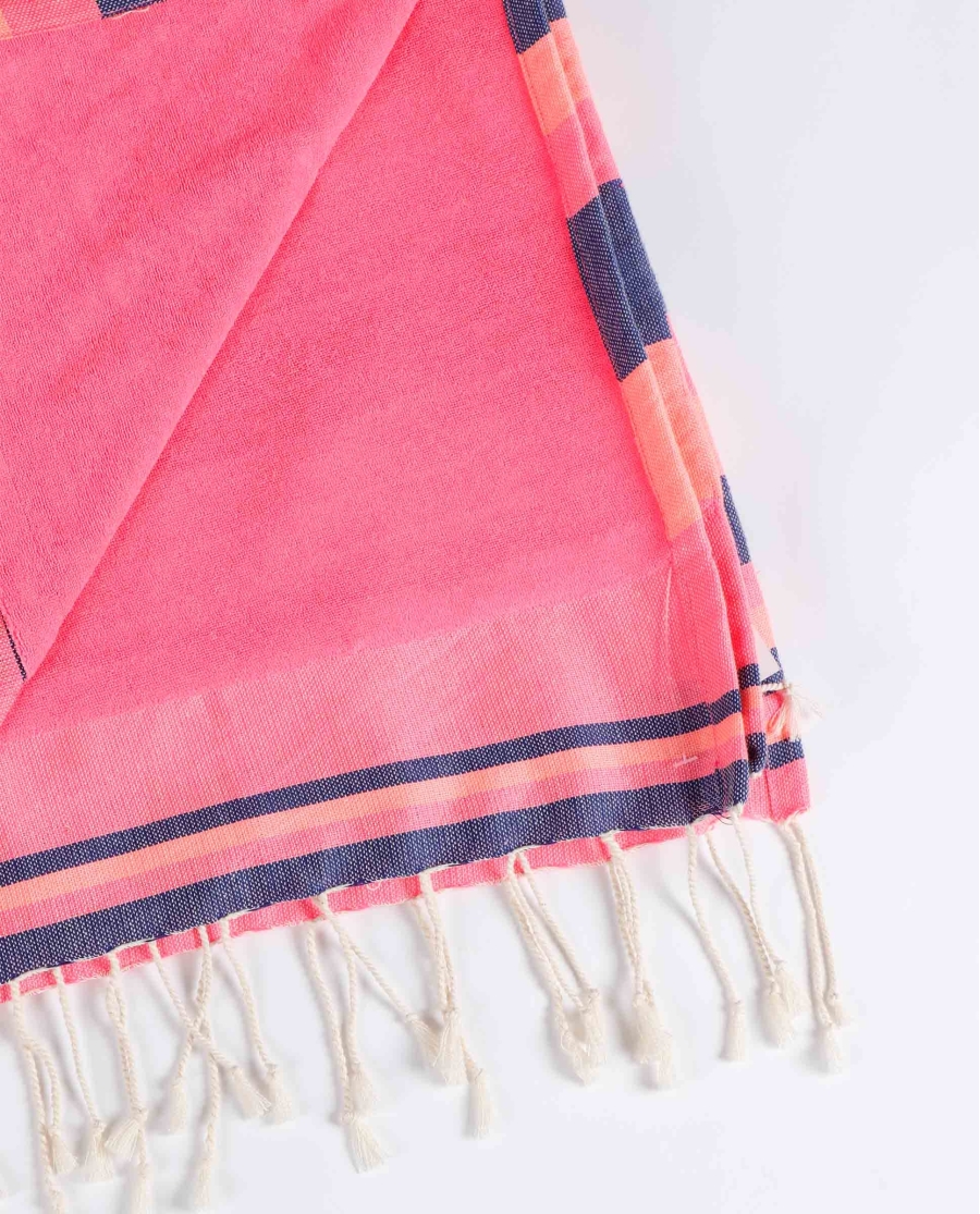 Set Pareo + Bolso Playa Rayas para Mujer FUCSIA