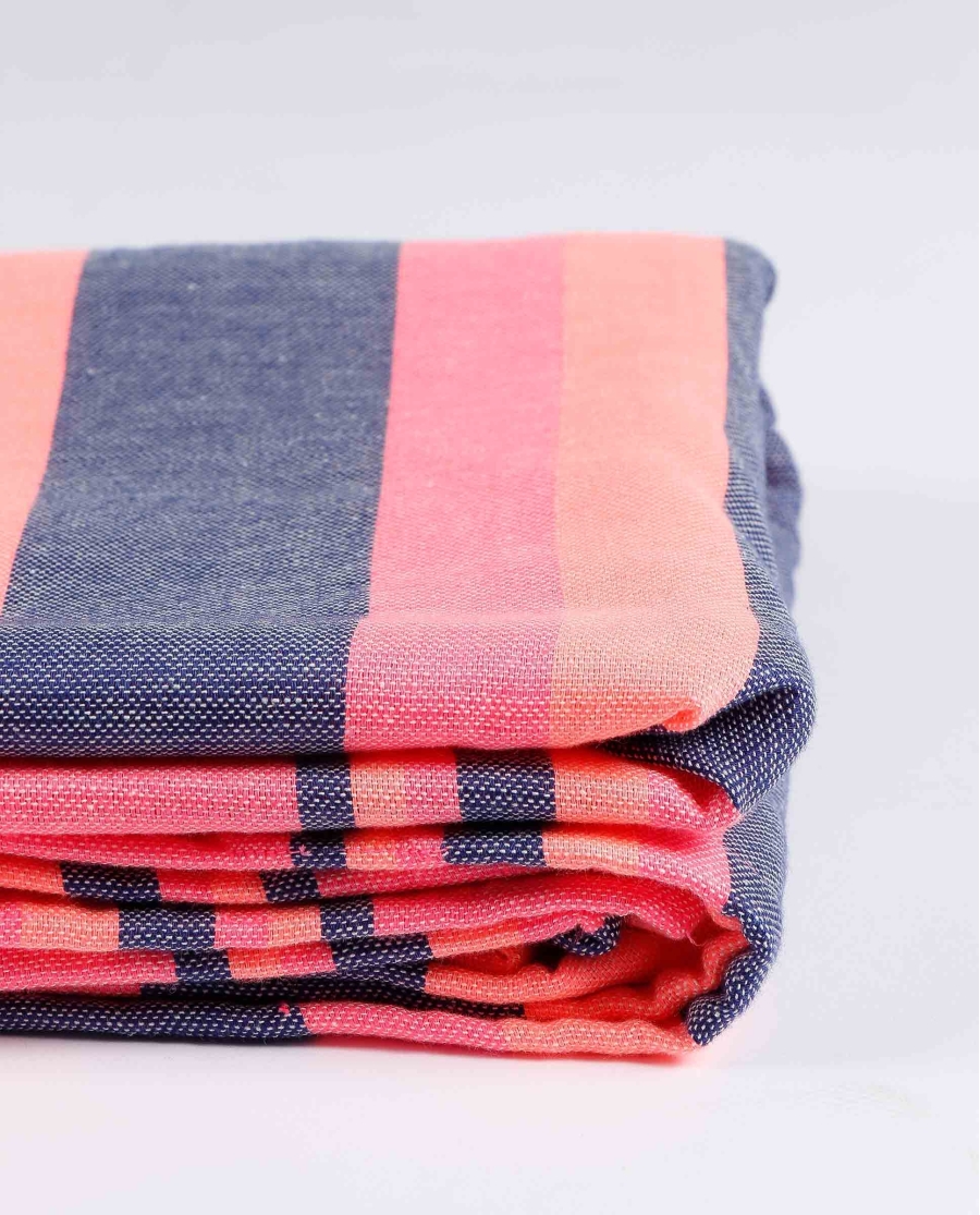 Set Pareo + Bolso Playa Rayas para Mujer FUCSIA