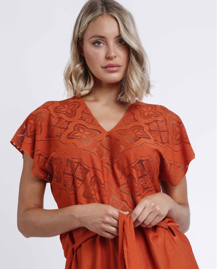 Vestido Manga Corta Sunset Palm para Mujer CALDERA