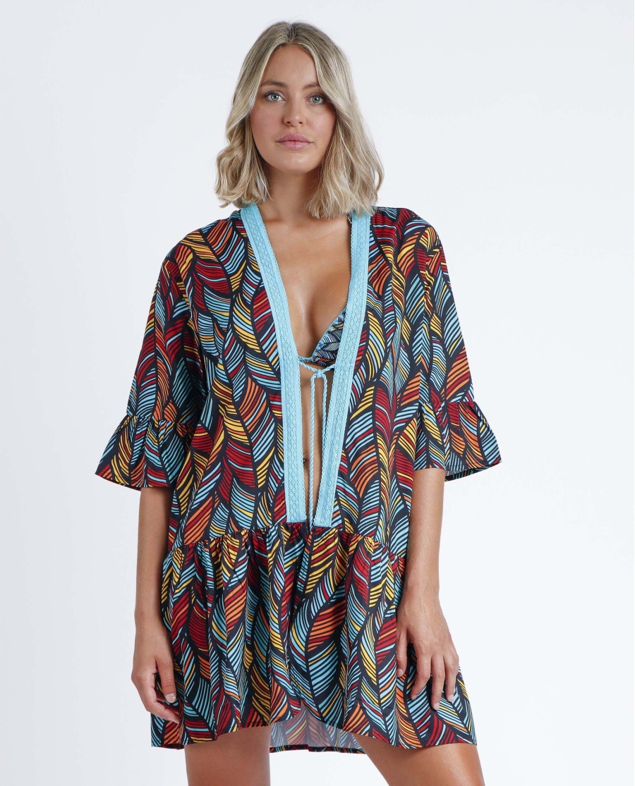ADMAS Vestido Ethnic Feathers para Mujer TURQUESA ADMAS Vestido Ethnic Feathers para Mujer TURQUESA