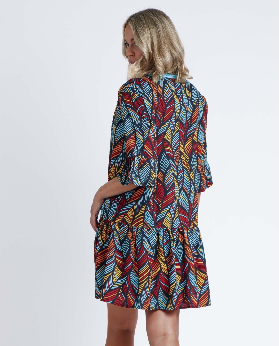 ADMAS Vestido Ethnic Feathers para Mujer TURQUESA ADMAS Vestido Ethnic Feathers para Mujer TURQUESA