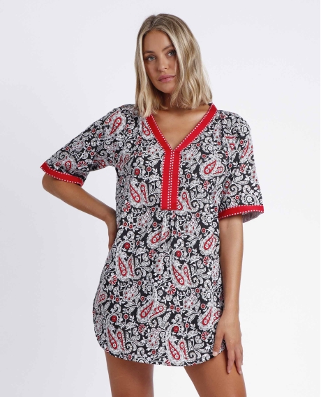 ADMAS Vestido Kaftan Black Cachemire para Mujer NEGRO