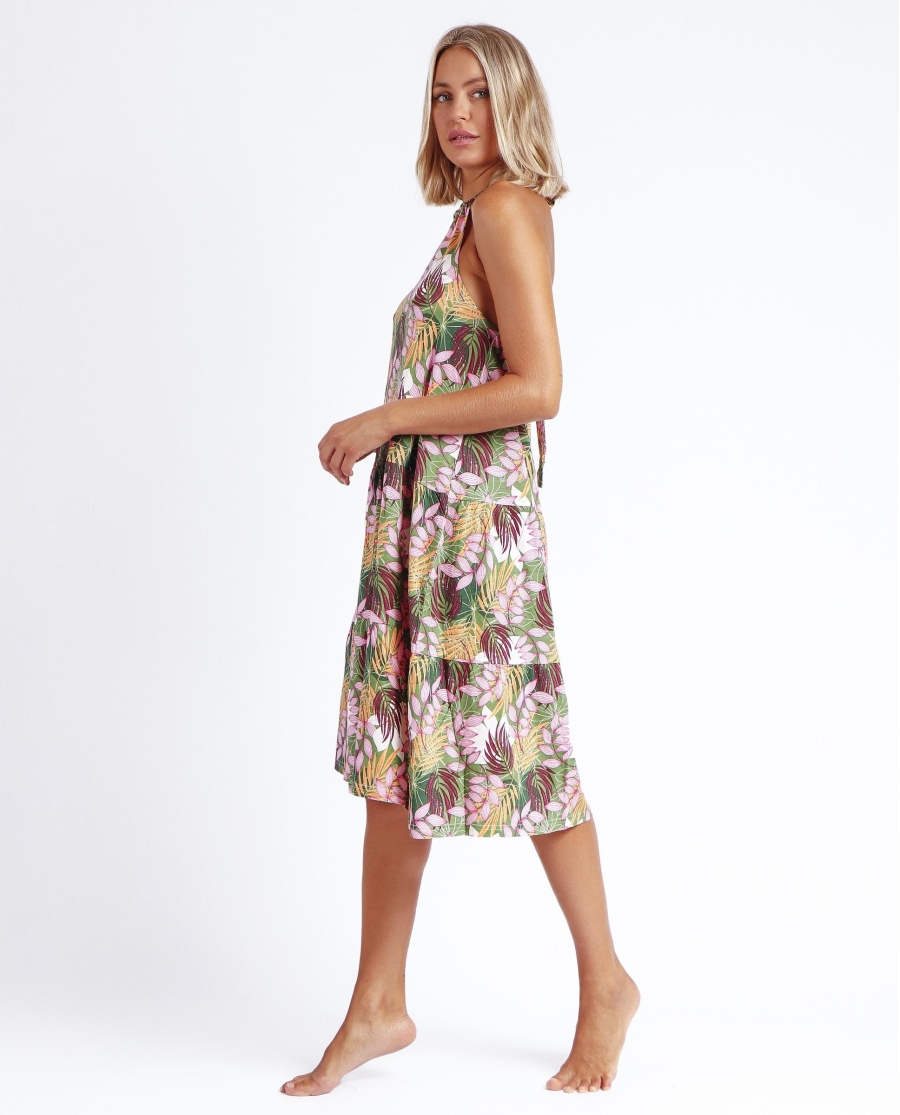 ADMAS Vestido Playa Largo Sin Mangas Hawaii para Mujer FOREST ADMAS Vestido Playa Largo Sin Mangas Hawaii para Mujer FOREST