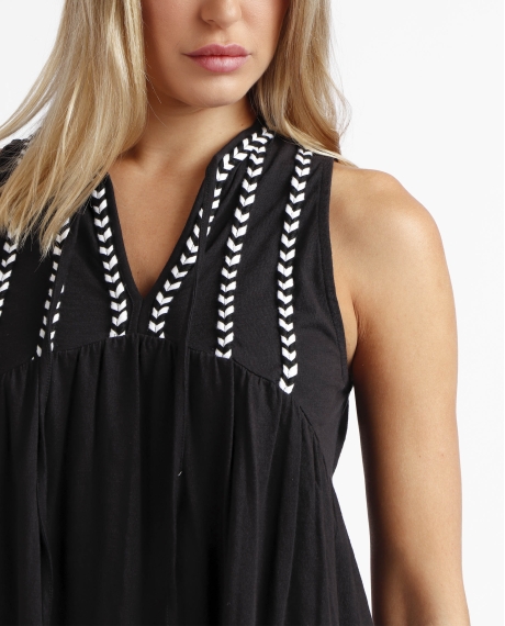 ADMAS Vestido Sin Mangas Beach Flowers para Mujer NEGRO 2