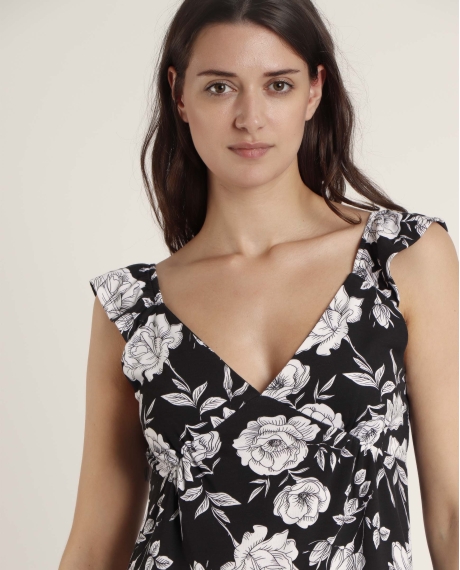 ADMAS Vestido Sin Mangas Beach Flowers para Mujer NEGRO 2